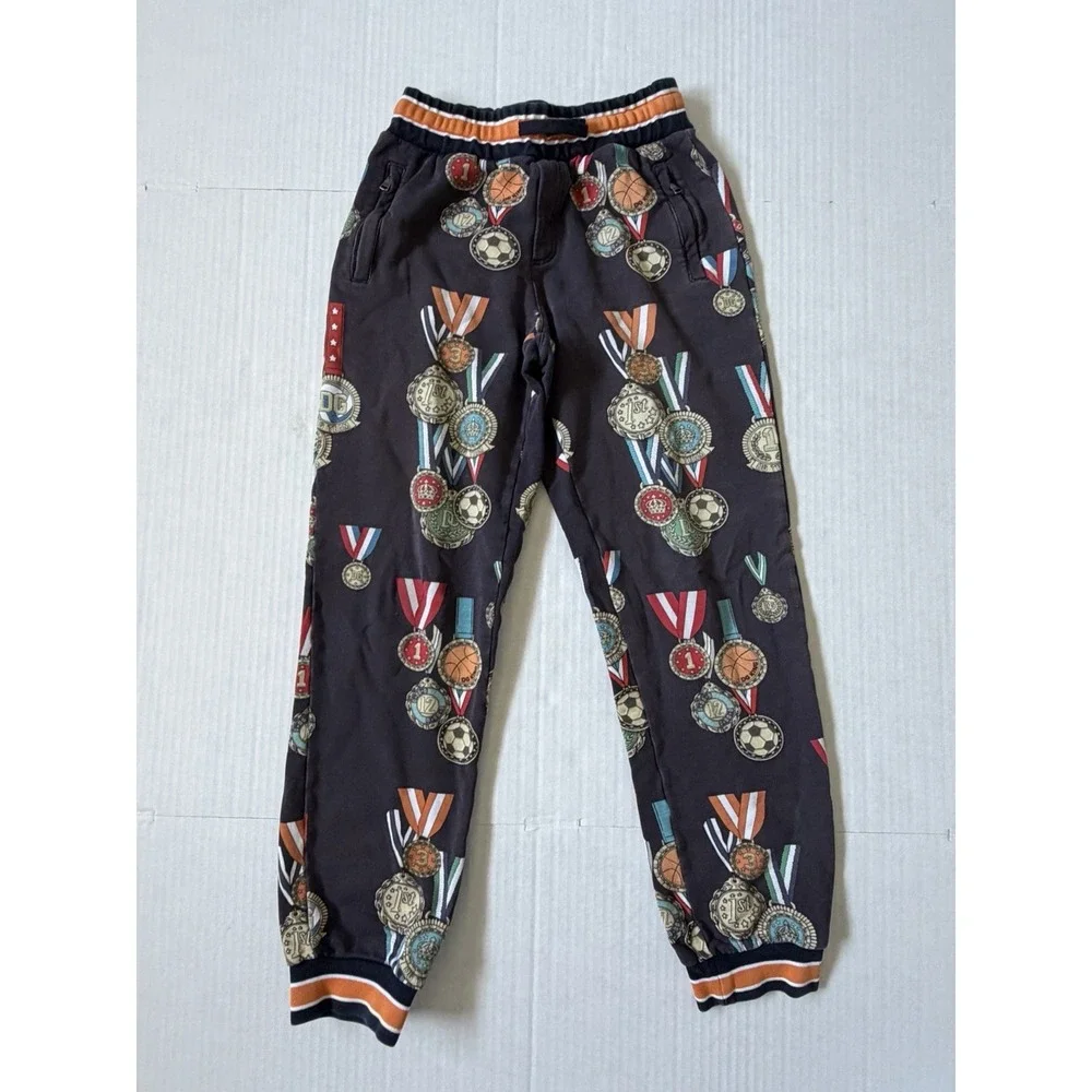 Dolce & Gabbana Kids Medal Print Joggers Boys Size 11/12 Cotton Italy